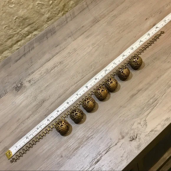 Antique Victorian Brass Filigree Ball Book Link Chain Necklace - Picture 9 of 17